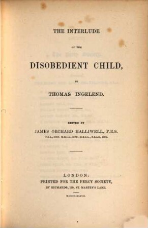 The interlude of the disobedient child