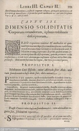 CAPUT III. DIMENSIO SOLIDITATIS Corporum rotundorum, â planis rectilineis descriptorum.
