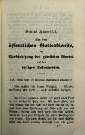Der Katechismus der christkatholischen Religion für das Bisthum Augsburg : ein Handbuch für Seelsorger, Lehrer und Aeltern, 4. Das Hauptstück von dem öffentlichen Gottesdienste, von der Verkündigung des göttlichen Wortes und den heiligen Sakramenten