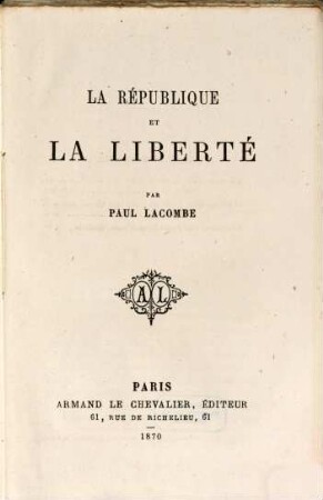 La république et la liberté