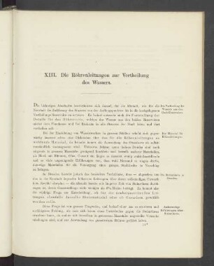 XIII. Die Röhrenleitungen zur Vertheilung des Wassers