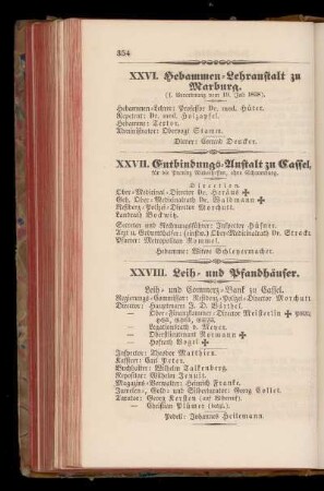 XXVI. Hebammen=Lehranstalt zu Marburg.