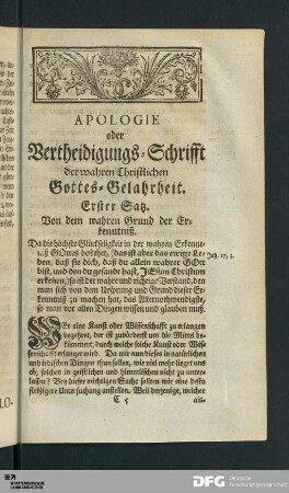 Erster Satz. Von dem wahren Grund der Erkenntniß.