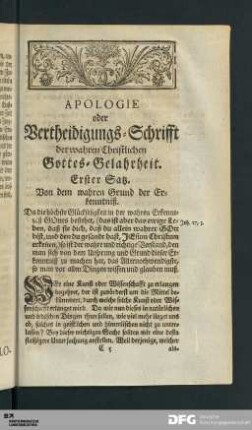 Erster Satz. Von dem wahren Grund der Erkenntniß.