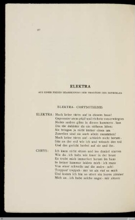 Elektra / Hugo von Hofmannsthal
