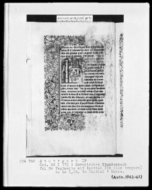Liber horarum — Initiale I (n illo tempore) mit dem Evangelisten Lukas, Folio 9verso