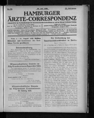 No. 30. 28. Juli 1918. 21. Jahrgang.