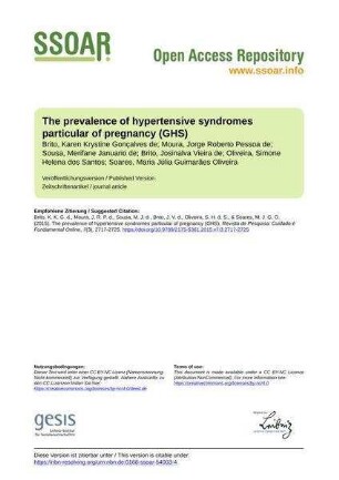 The prevalence of hypertensive syndromes particular of pregnancy (GHS)