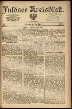 Ausgabe vom Dienstag, den 24. April 1900.
