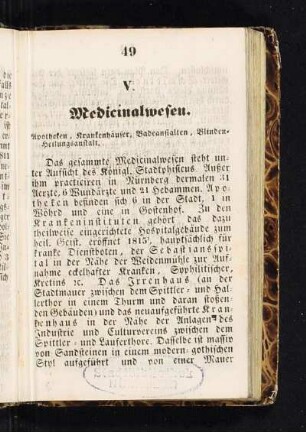 V. Medicinalwesen.