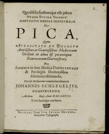 Disputatio Medica Inauguralis De Pica