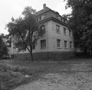 Dresden-Übigau, Klingerstraße. Pionierkaserne Übigau (1913). Kasernengebäude. Hofansicht von Nordosten