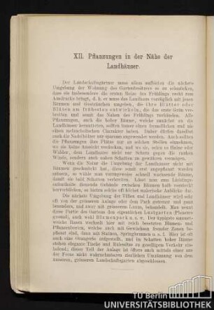 XII. Pflanzungen in der Nähe der Landhäuser.