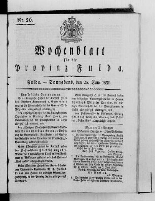 Nr. 26, Ausgabe vom 25. Juni 1831 [S. 456/457 und 466/467 fehlen]