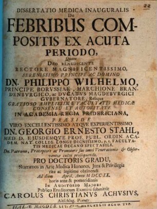Diss. med. inaug. de febribus compositis ex acuta periodo