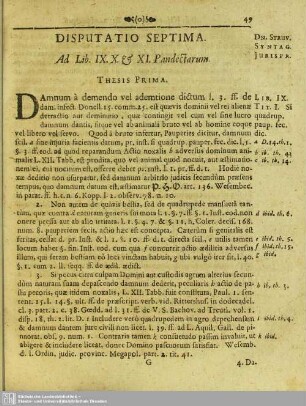 Disputatio Septima. Ad Lib. IX. X. & X. Pandectarum