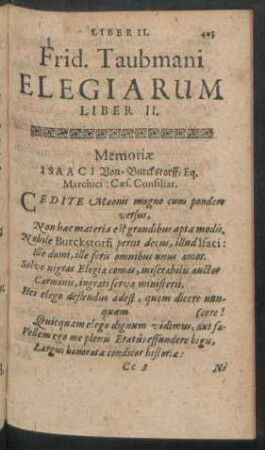 Frid. Taubmani Elegiarum Liber II.