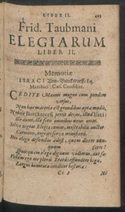 Frid. Taubmani Elegiarum Liber II.