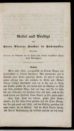 Gebet und Predigt