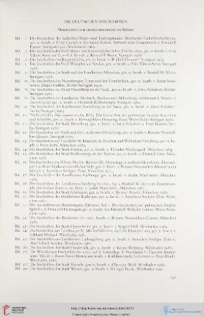 Die deutschen Inschriften - Verzeichnis der bisher erschienenen Bände