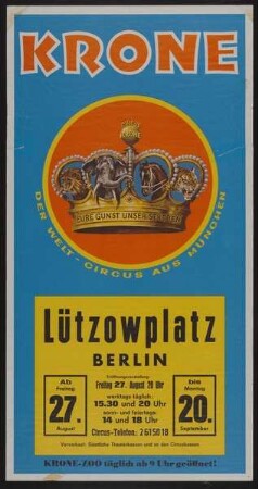 Circus Krone, Berlin, ohne Jahr