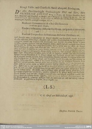 Königl. Pohln. und Churfürstl. Sächs. allergnäd. Privilegium