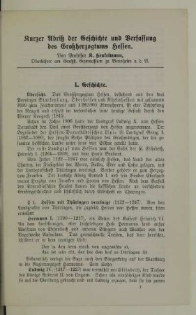 Kurzer Abriß der Geschichte und Verfassung des Großherzogtums Hessen