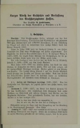 Kurzer Abriß der Geschichte und Verfassung des Großherzogtums Hessen