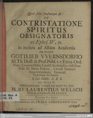 De Contristatione Spiritus Obsignatoris : Ex Ephes. IV,30