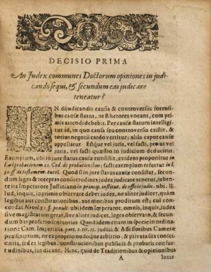 Decisionum sententiarum et praeiudiciorum forensium liber primus