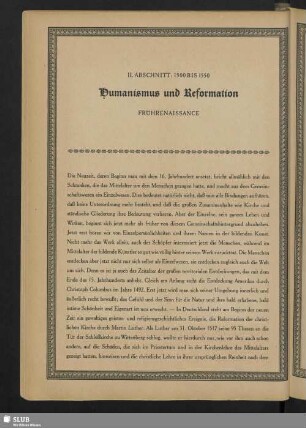 II. Abschnitt: 1500 Bis 1550. Humanismus und Reformation. Frührenaissance