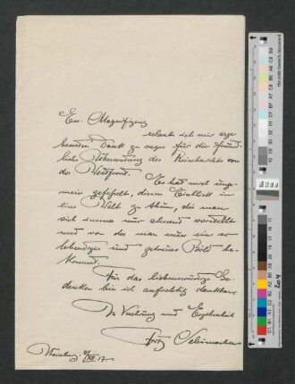 Brief an Werner von Melle