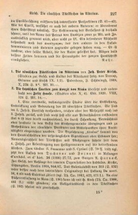 227-228 [Rezension] Kirsch, Johann Peter, Die römischen Titelkirchen im Altertum