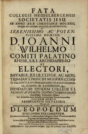 Fata F. Collegii Heidelbergensis Soc. Jesu
