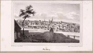 Stadtansicht von Freiberg in Sachsen von Norden, Blatt aus Sachsens Kirchen-Galerie von Hermann Schmidt, 1838, Bd. 2