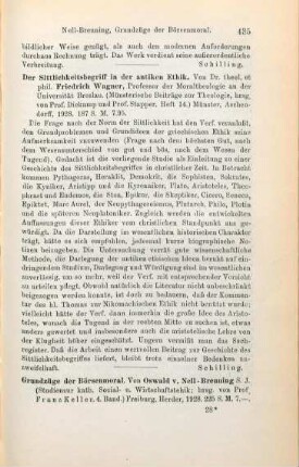 435 [Rezension] Wagner, Friedrich, Der Sittlichkeitsbegriff in der antiken Ethik