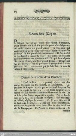 Neuvième Leçon
