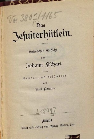 Das Jesuiterhütlein : Satyrisches Gedicht