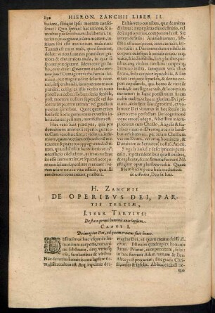 H. Zanchii De Operibus Dei, Partis Secundae, Liber Tertius:
