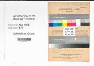 Entnazifizierung Georg Schloesser , geb. 06.05.1905 (Kaufmaennischer Angestellter)