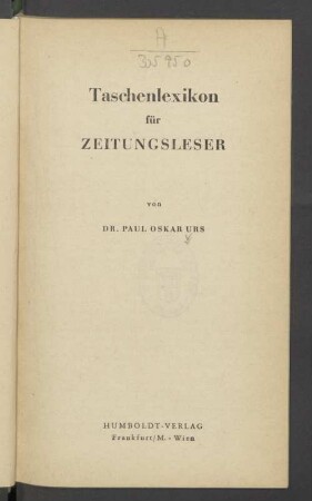 Taschenlexikon für Zeitungsleser