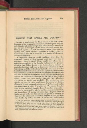 British East Africa and Uganda.