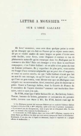 Lettre à Monsieur *** sur l'abbé Galiani