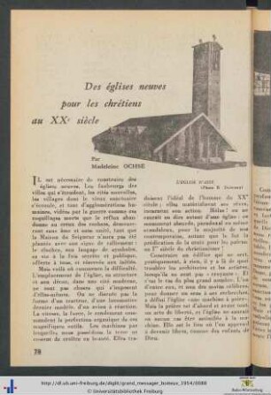Des églises pour les chrêtiens au XXe siècle.