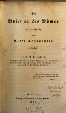 Der Brief an die Römer auf dem Grund des Alten Testamentes