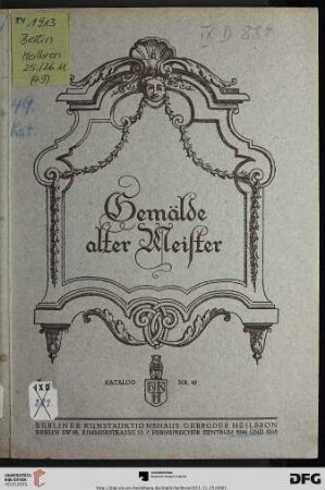 Gemälde alter Meister : Versteigerung 25. November und 26. November 1913 (Katalog Nr. 49)
