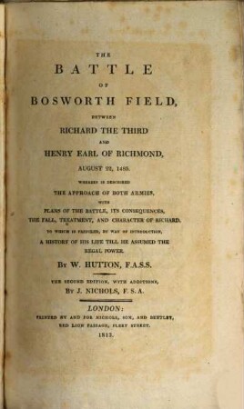The Battle of Bosworth Field, between Rich. IV. and Henry Richmond