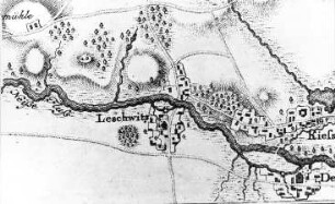 Görlitz-Weinhübel (bis 1936 Leschwitz). Plan vom Gefecht bei Moys am 7.9.1757, aus: Neues Kriegstheater, Leipzig 1758 (Sign.: VIII 95)