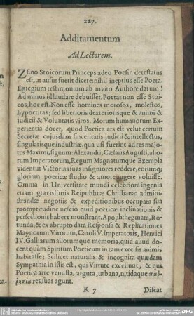 Additamentum Ad Lectorem