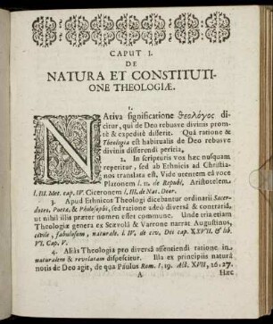 Caput I. De Natura Et Constitutione Theologiæ.